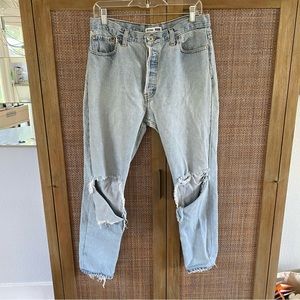 Re/Done Light Blue Distressed Jeans